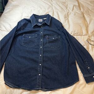 Levi's Dark Blue Denim Pearl Snap Women’s Button Up